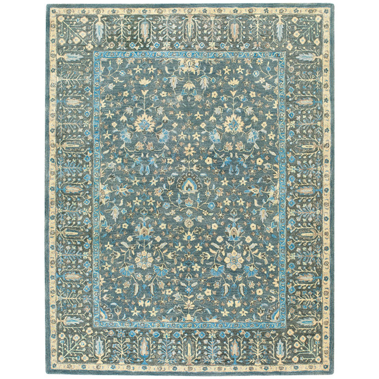 Capel Smyrna Persian Cedars Oriental Hand Tufted Wool Blue/Yellow Area